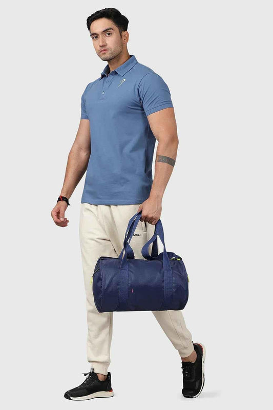 Dusk blue Fuaark Nz polo t-shirt, versatile and comfortable daily wear men's polo shirt showing collar and short sleeves.