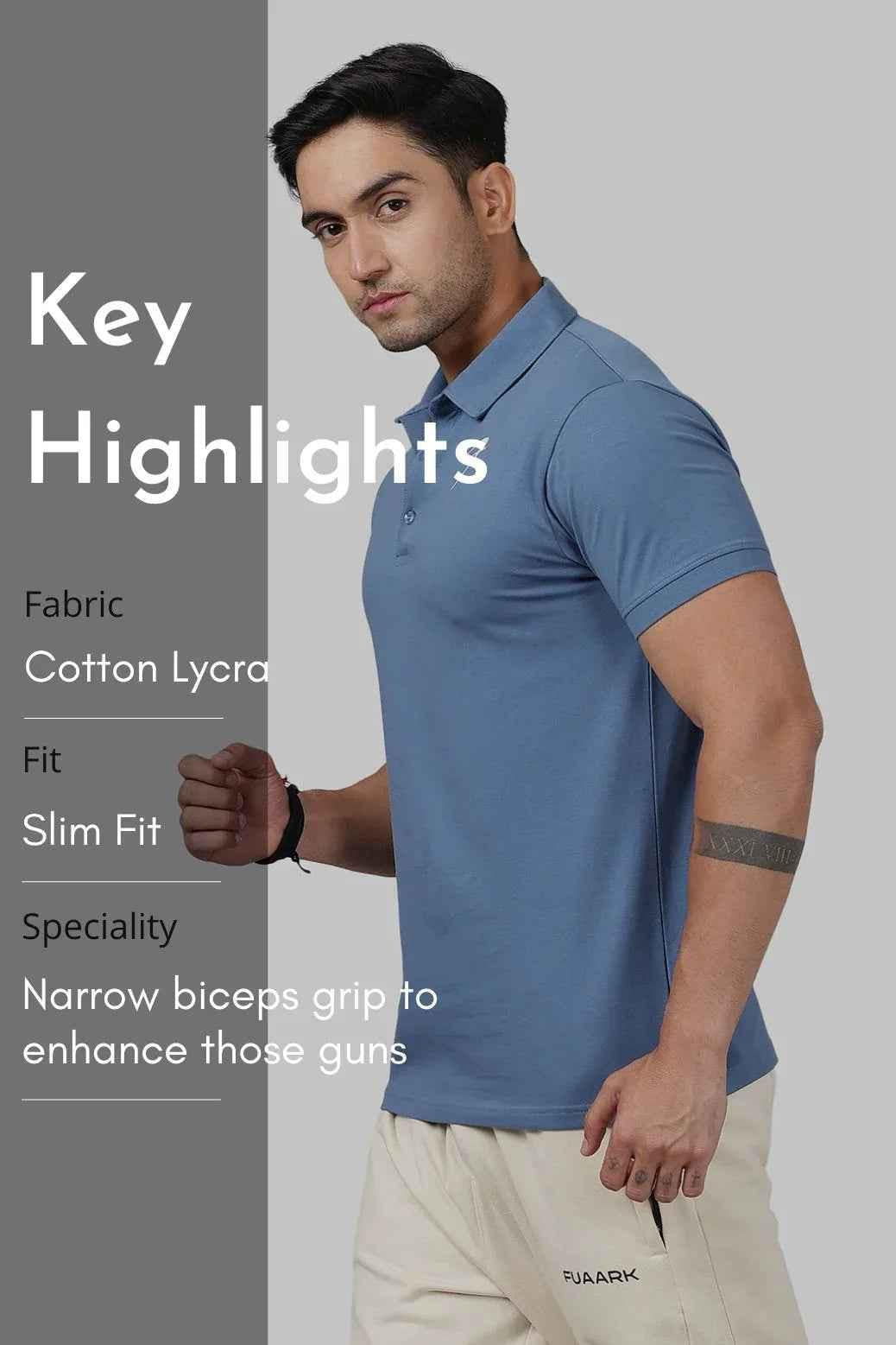 Fuaark Nz Dusk Blue Polo T-Shirt, men's casual polo with short sleeves, soft fabric, versatile daily wear suitable for all occasions.