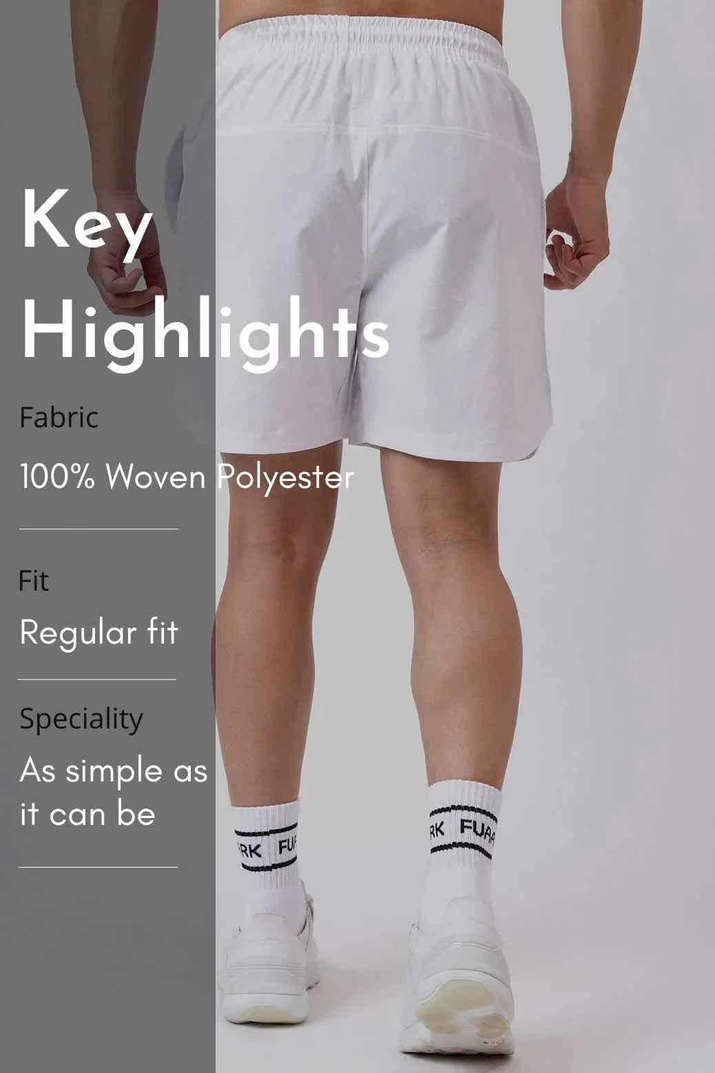 White athletic Edge Shorts for men by Fuaark Nz, stylish and lightweight shorts suitable for sports and casual wear.