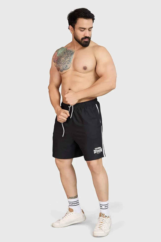 Fuaark Nz Grit Training Shorts in black, designed for active workouts with a comfortable fit and athletic style.