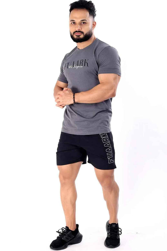 Black Fuaark NZ Studio Shorts laid flat, showcasing their casual fit and soft fabric for comfortable everyday wear.
