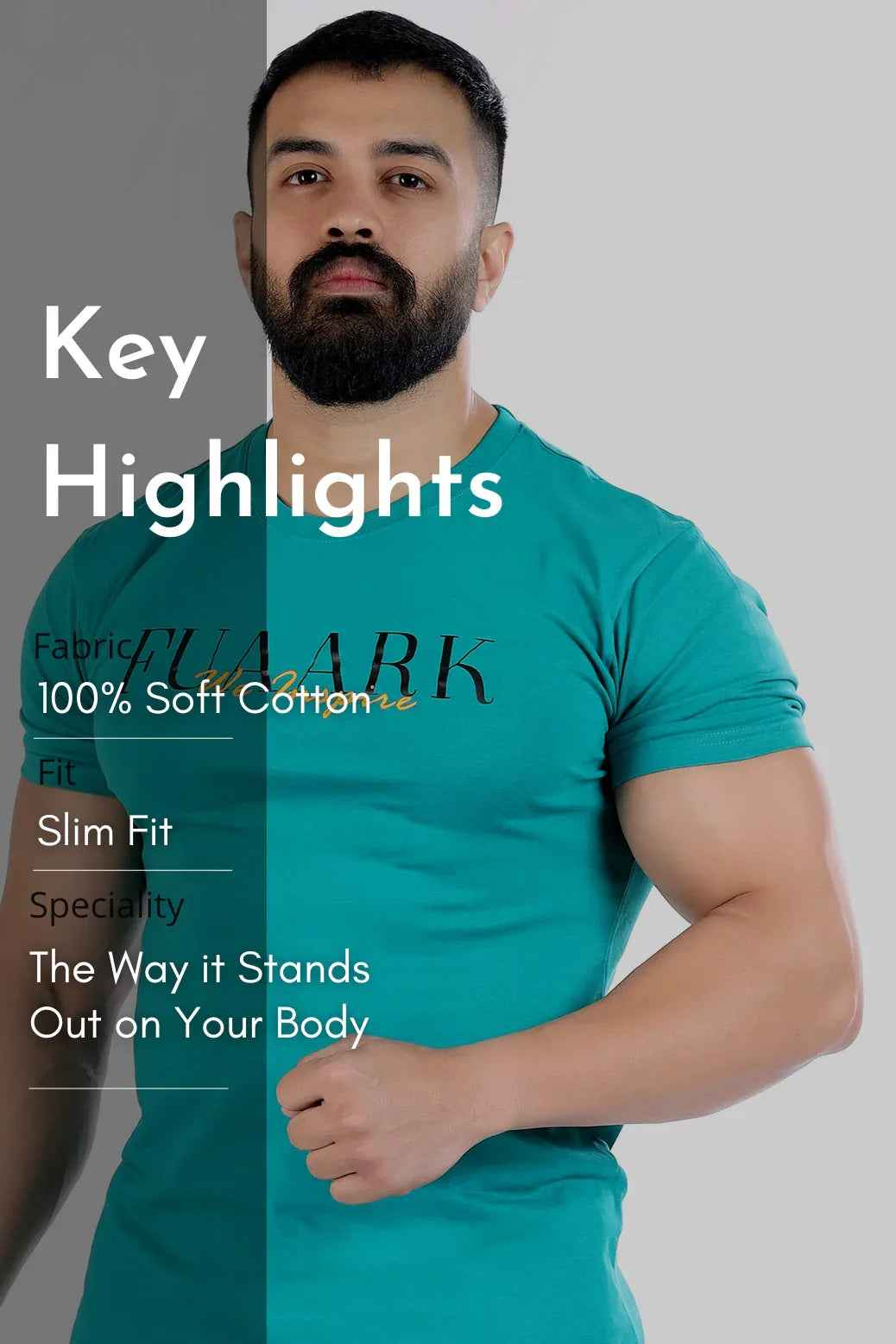 Fuaark Nz turquoise green classic T-shirt for men, showcasing a comfortable fit and timeless style, made from soft fabric.