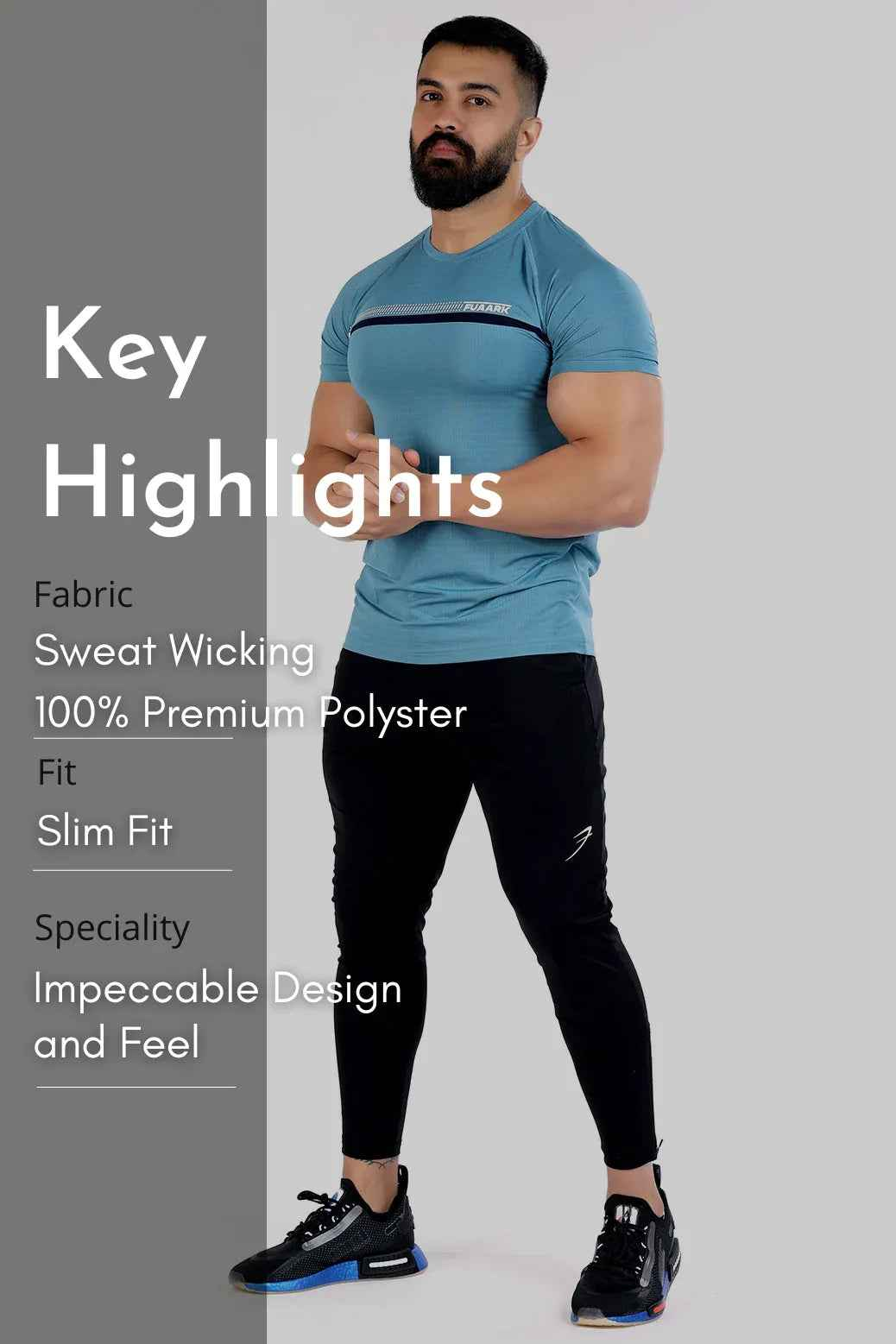Blue Fuaark Nz lining T-shirt with a classic fit, displayed on a plain background.