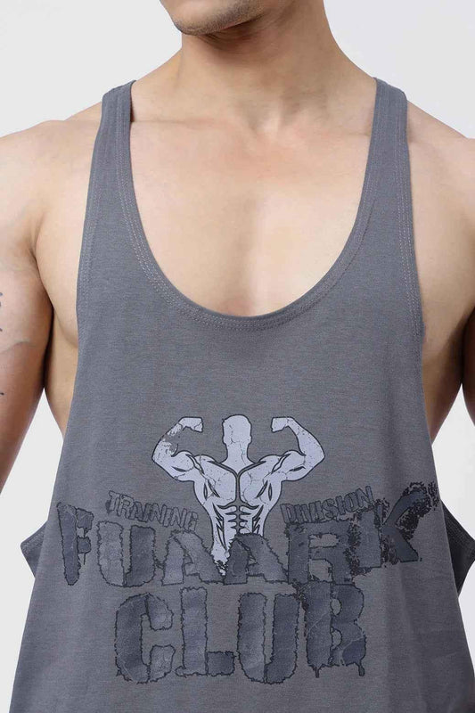 Fuaark Nz Club Stringer Tank Top in grey, athletic sleeveless top for performance and training, made of lightweight fabric.