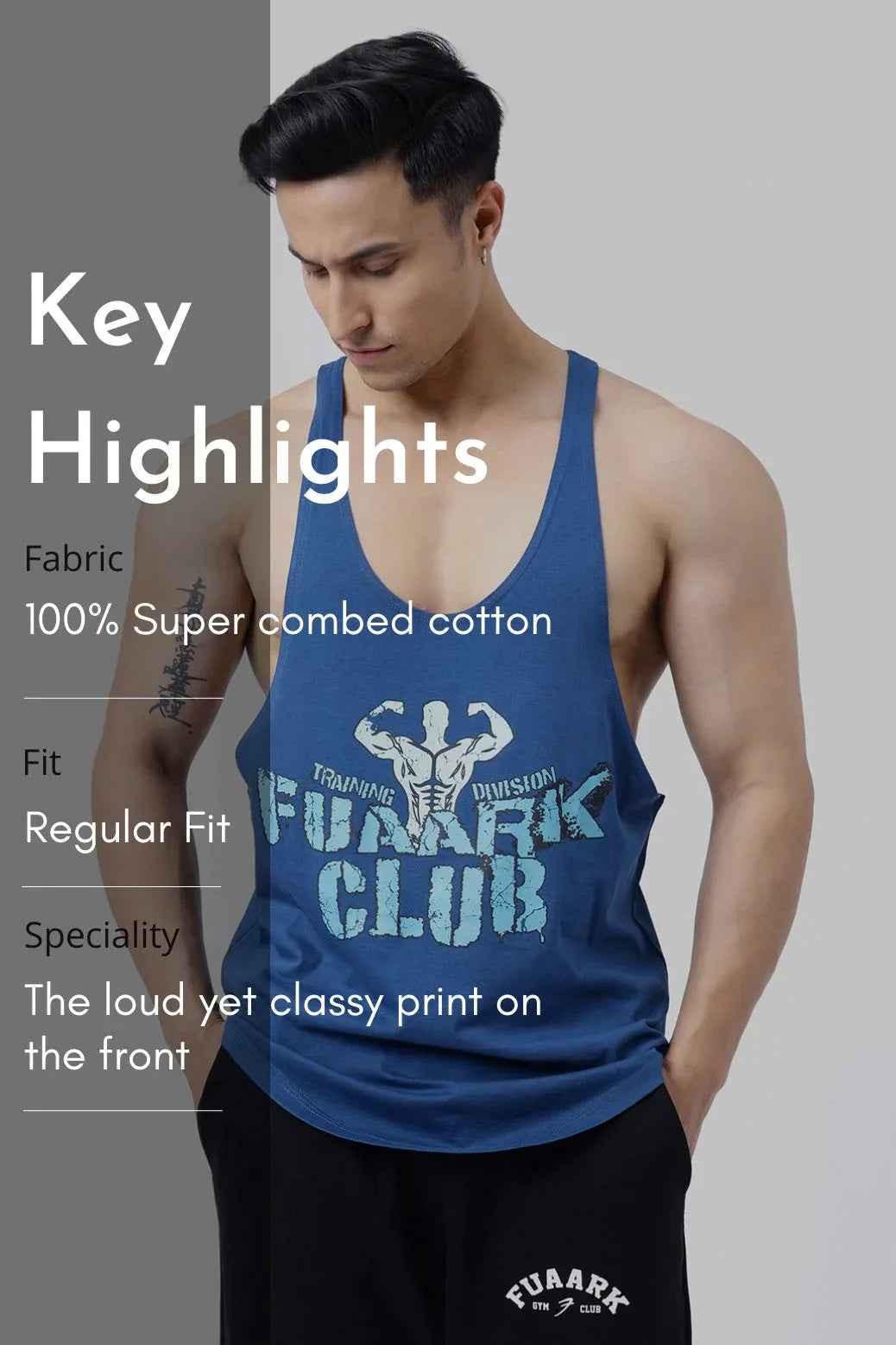 Fuaark Nz teal club stringer tank top, athletic fit with sleeveless design, displayed on a plain background
