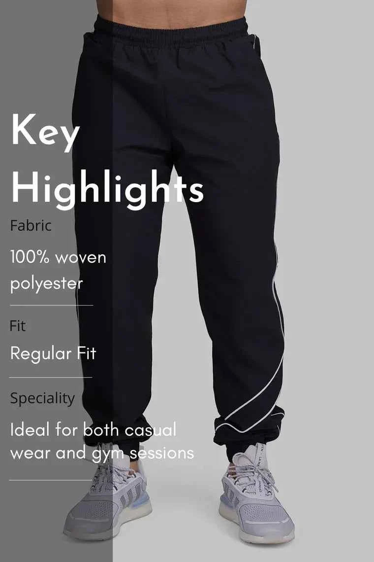 Black Fuaark Nz men's sprint joggers, lightweight track activewear with a comfortable fit for running and athletic performance.