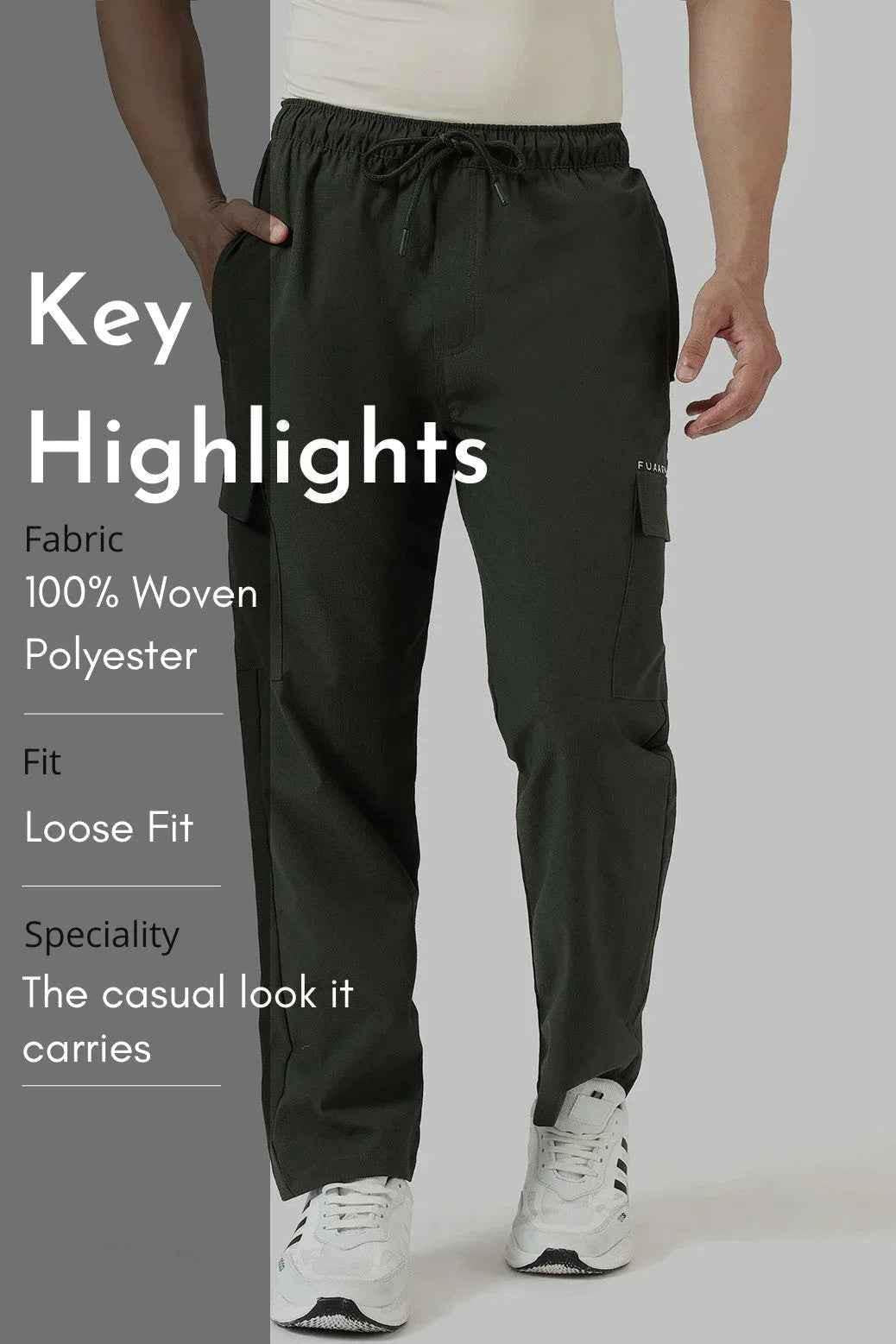 Fuaark NZ Vitality Straight Pants Army track pants in green with a relaxed fit and elastic waistband.