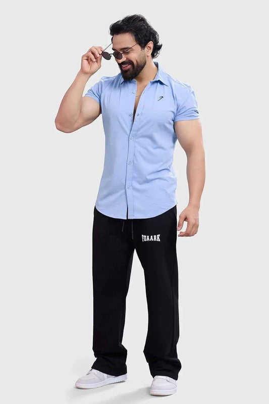 Sky blue Aero T-shirt by Fuaark Nz, featuring a comfortable fit and casual style, displayed flat on a white background.