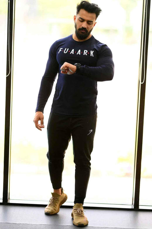 Fuaark Nz Peak Fullsleeves T-shirt in navy, casual long-sleeve shirt with a comfortable fit and classic design.