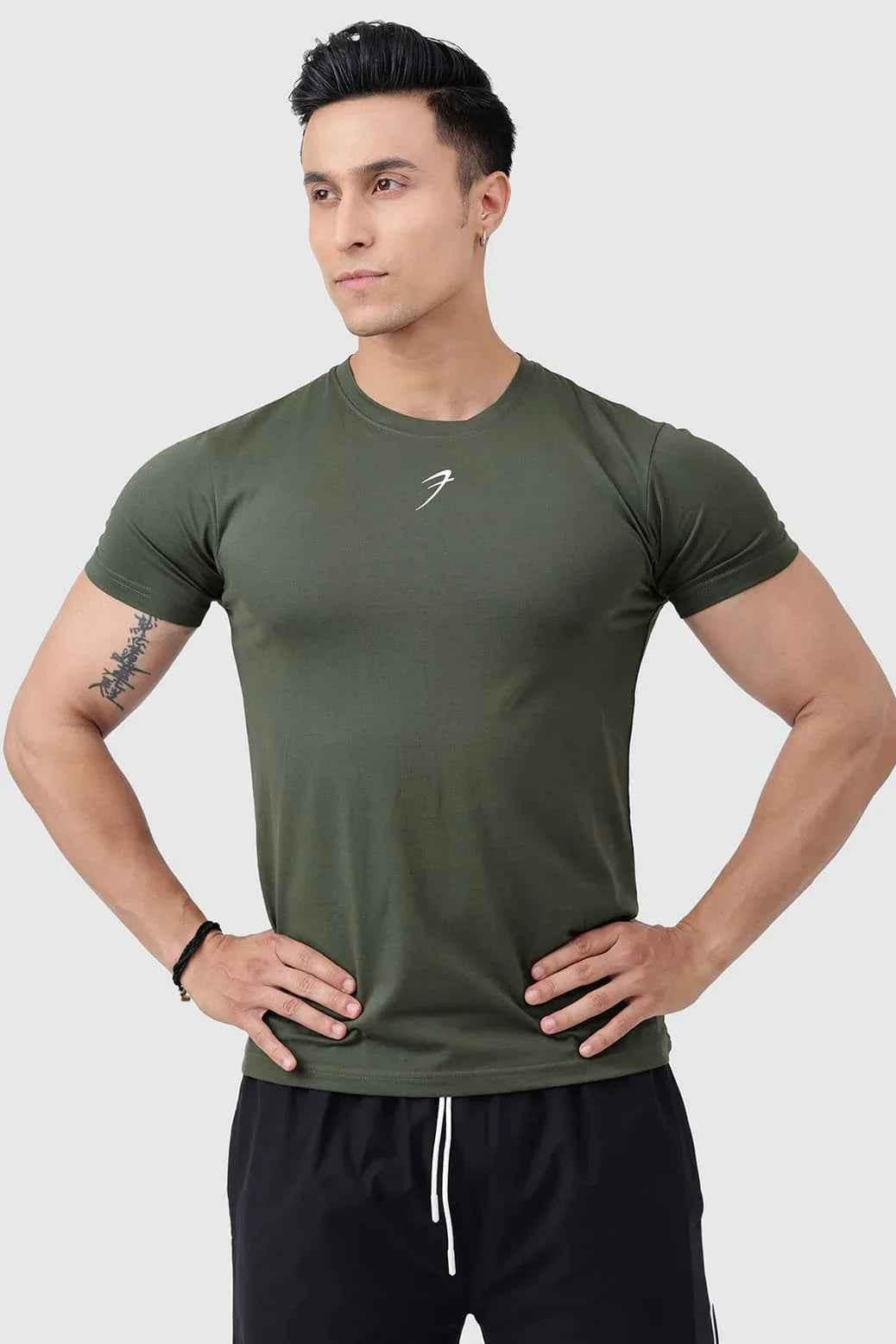 Fuaark Nz Pulse Olive T-shirt for men, casual and comfortable short-sleeve tee with a trendy olive color.