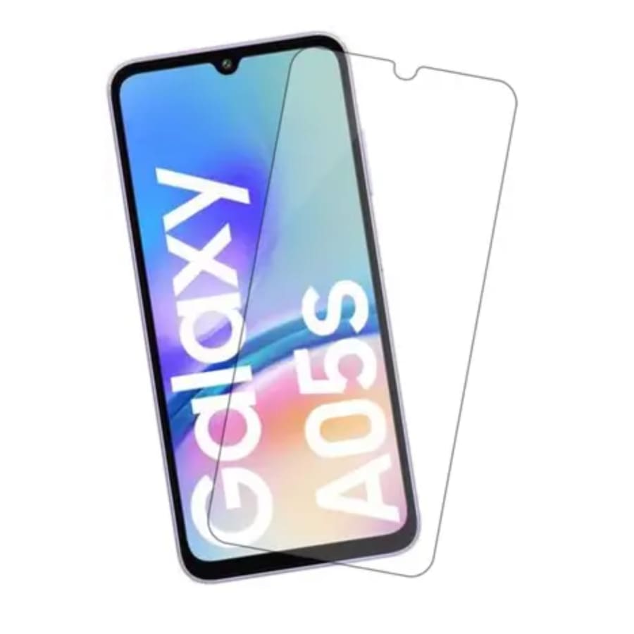 Two 9eight5 screen protectors for Samsung Galaxy A05s, protective film designed to prevent scratches and damage.