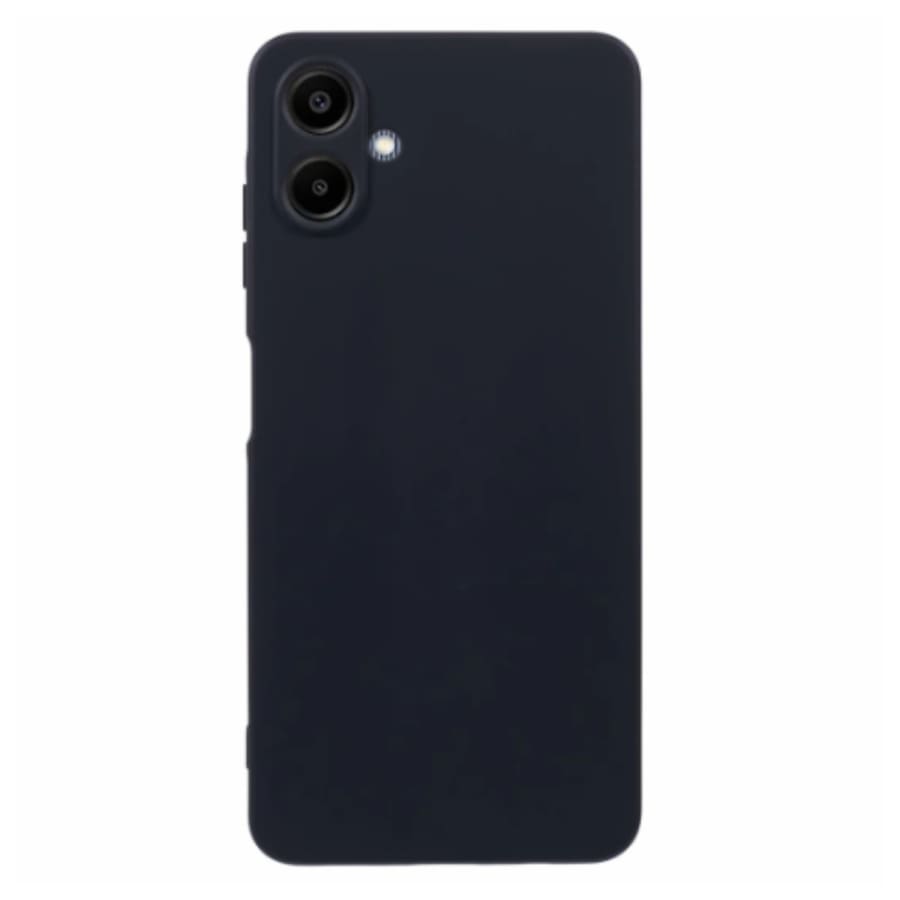 Black protective screen case for Samsung Galaxy A06 by 9eight5, showing the sleek design and secure fit on the device.