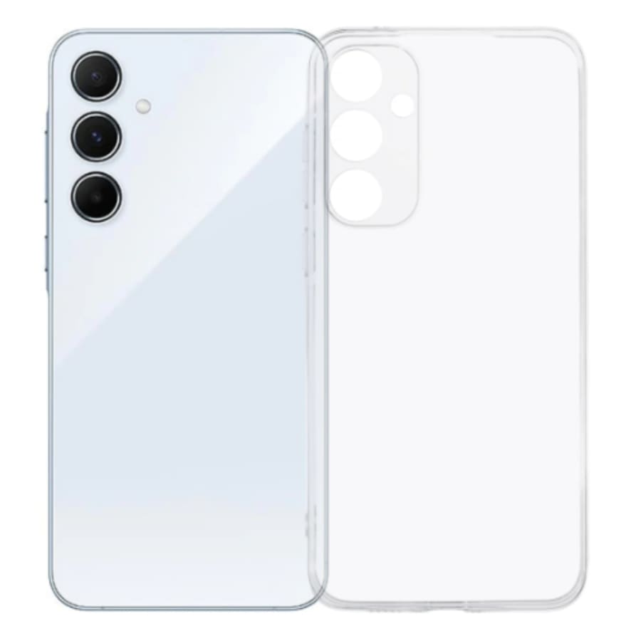 Clear protective case and screen protector for Samsung Galaxy A16 by 9eight5, showing the transparent design and fit.