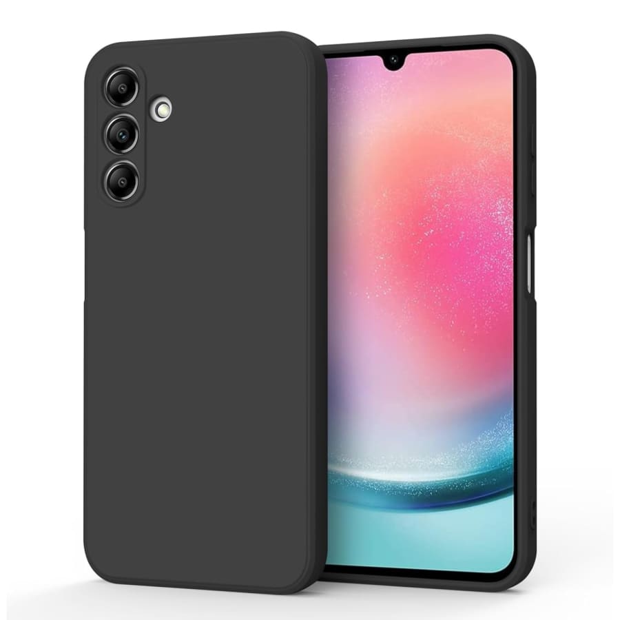 Black protective case and screen protector for Samsung Galaxy A24 by 9eight5, showing the sleek design and secure fit.