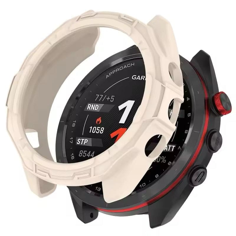 Ivory protective watch case for Garmin Approach S70 42mm, designed to shield the smartwatch bezel and body.