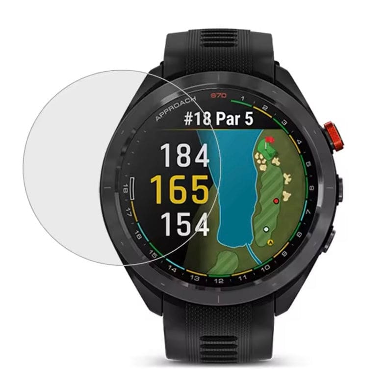 Black Garmin Approach S70 42mm watch screen protector, protective film for golf smartwatch display, from That Watch Shop