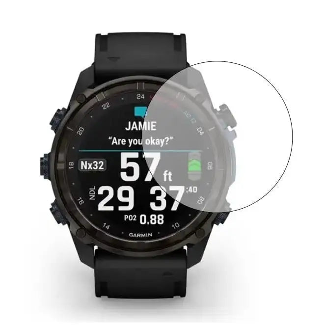 Set of five Habicare Garmin Descent Mk3i 43mm watch screen protectors, durable and easy to install.