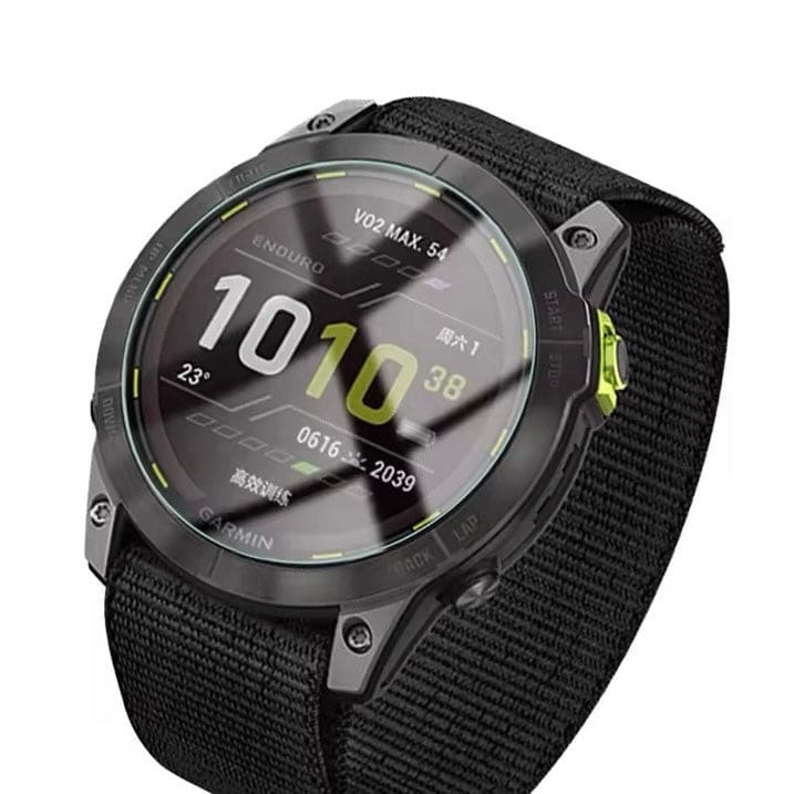 Pair of black Garmin Enduro 2 watch screen protectors, protective film for smartwatch displays in a pack of two.