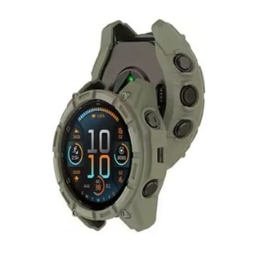 Green protective watch case for Garmin Enduro 3, made by That Watch Shop, designed to shield and secure the smartwatch.