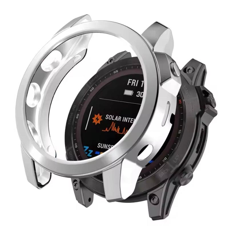 Silver protective case for Garmin epix Pro Gen 2 42mm watch, designed to safeguard the watch with a durable cover.
