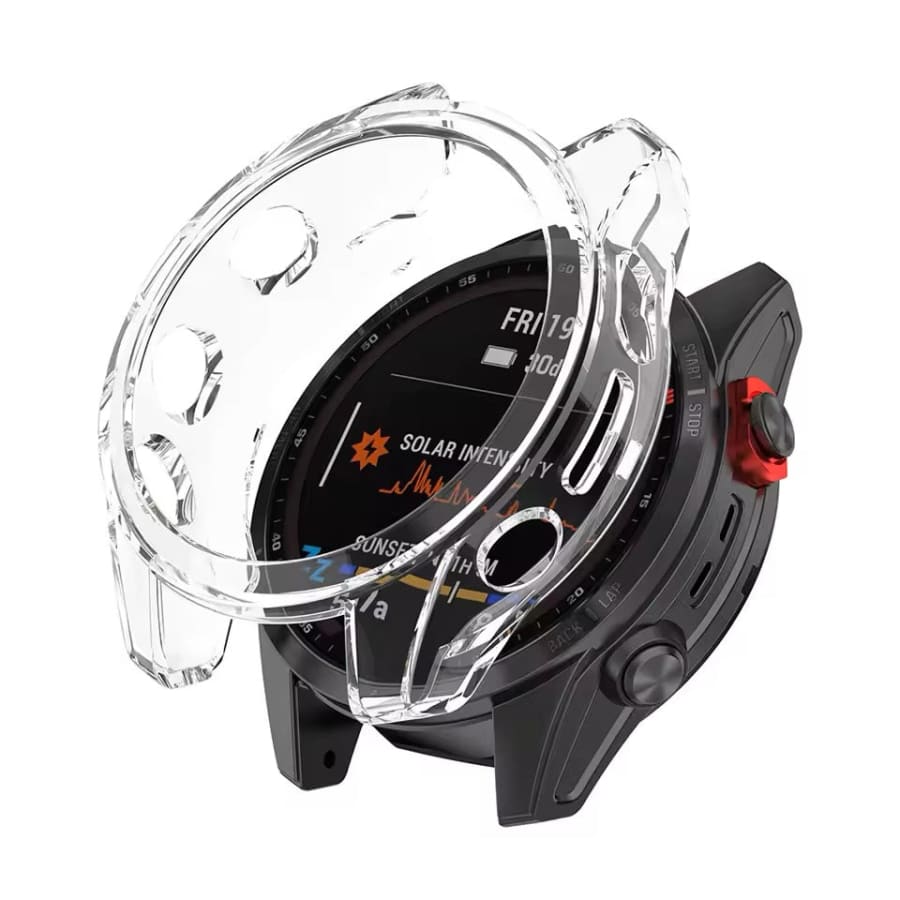 Clear protective case for Garmin epix Pro (Gen 2) 42mm smartwatch, designed to shield the device while maintaining visibility.