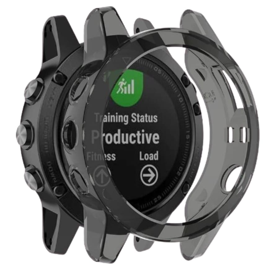 Black protective case for Garmin fenix 5 series smartwatch, durable watch case by That Watch Shop.