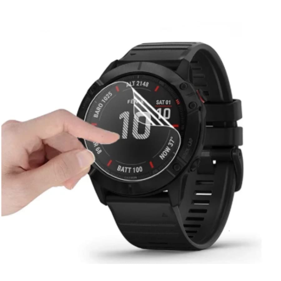 Hydrogel screen protectors for Garmin Fenix 5X Series watch case, pack of 6, designed to shield the watch display from scratches.
