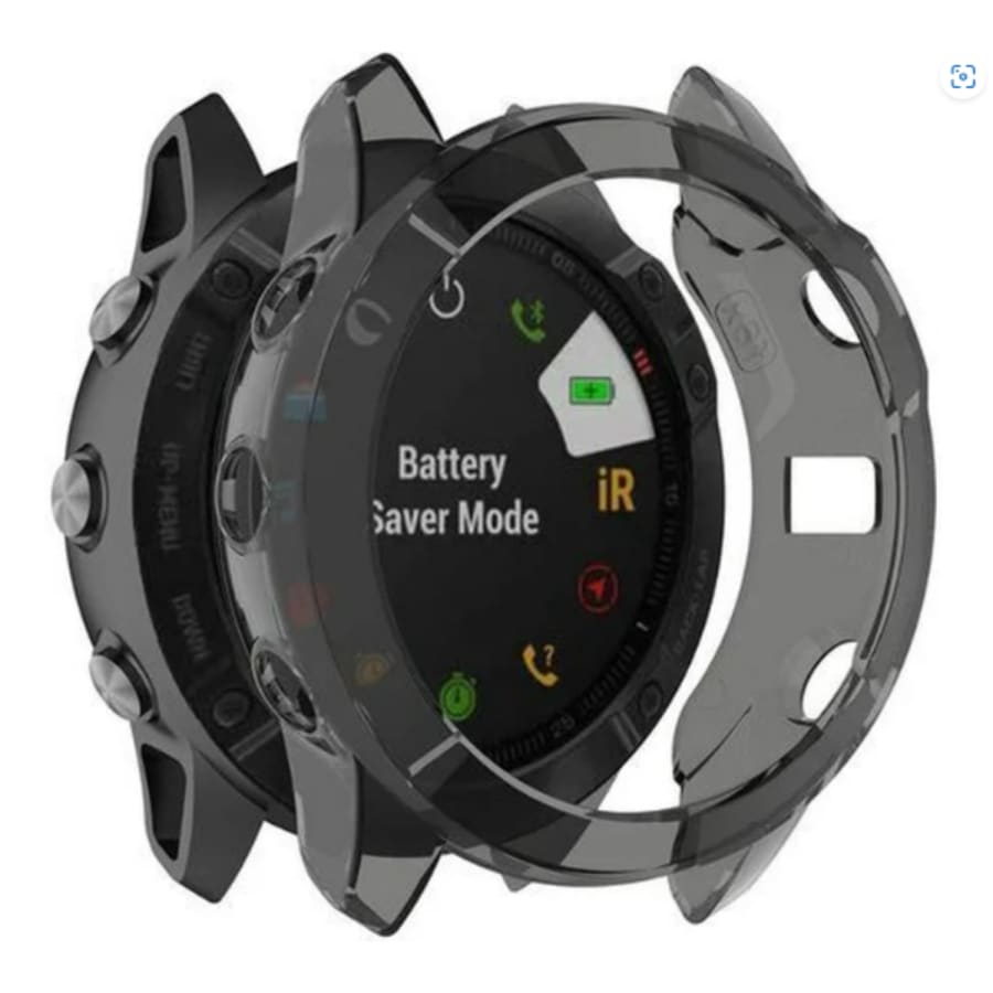 Black protective watch case for Garmin Fenix 5X Series, designed to shield and enhance the smartwatch's durability.