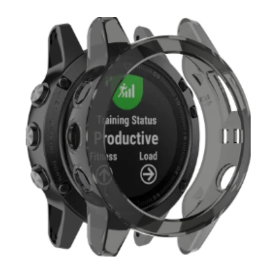 Black protective case for Garmin fenix Chronos Series watch, designed to shield and enhance the smartwatch's appearance.