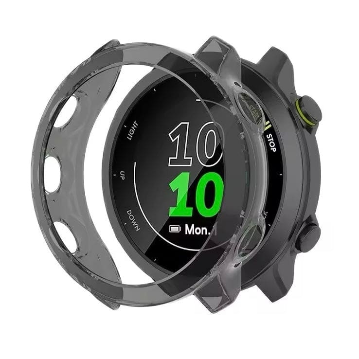 Black protective case for Garmin Forerunner 158 smartwatch, offering durable coverage and secure fit.