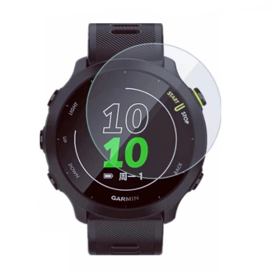 Clear Garmin Forerunner 158 watch screen protectors, pack of 2, providing protection and clarity for smartwatch screens