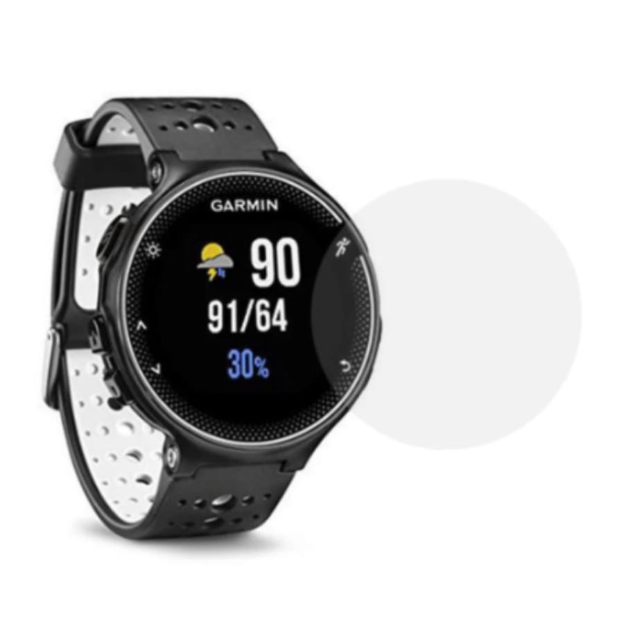 Hydrogel screen protectors for Garmin Forerunner 230, pack of 6, showing clear, flexible covers fitting the watch screen.