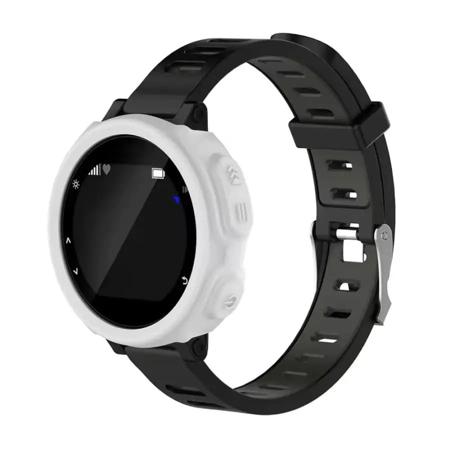 White Habicare protective case for Garmin Forerunner 235 series watch, offering durable coverage and style.