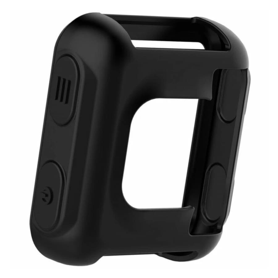 Black protective case for Garmin Forerunner 25 series watch, durable cover with camera protection, fits securely.