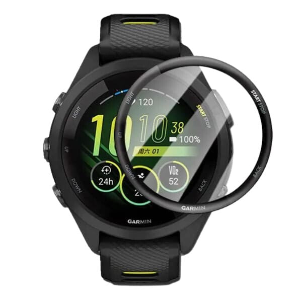 Two Garmin Forerunner 265 screen protectors from That Watch Shop, designed to safeguard watch displays from scratches and damage.