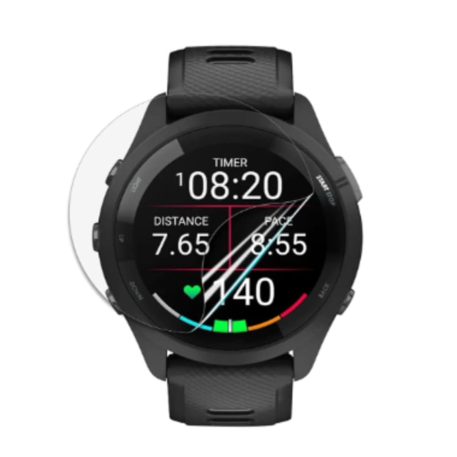 Clear hydrogel screen protectors for Garmin Forerunner 265S, pack of 6, designed to fit and protect the watch screen.
