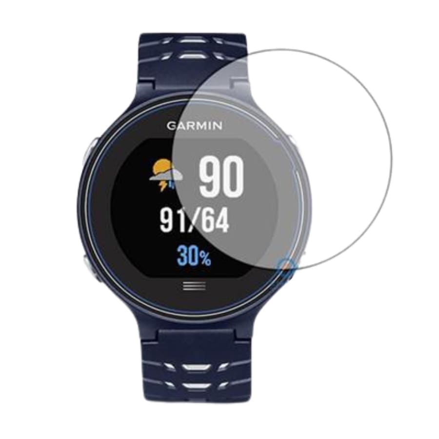 Six blue hydrogel screen protectors for Garmin Forerunner 630 watch, designed to protect the display from scratches and impacts.