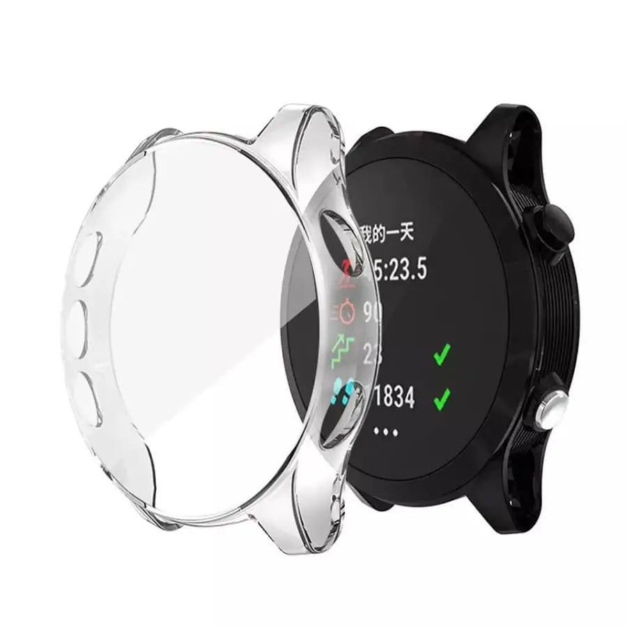 Clear protective case for Garmin Forerunner 745 watch by Habicare, showcasing a slim, transparent cover for watch protection.