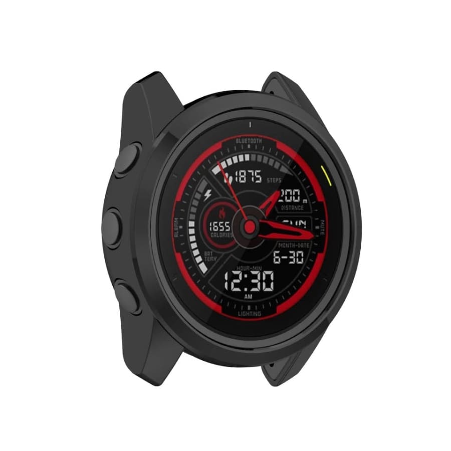 Black protective watch case for Garmin Forerunner 745, designed to shield and secure the smartwatch.