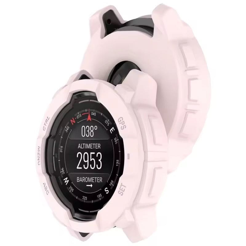 Pink protective case for Garmin Instinct 3 50mm smartwatch, rugged and durable, designed to safeguard the watch.