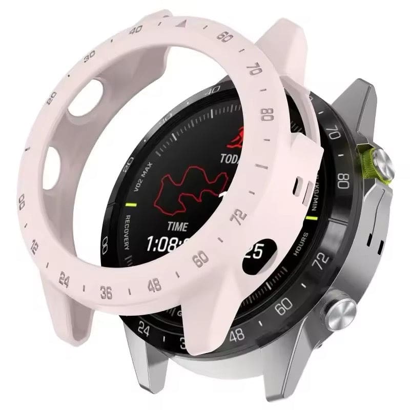 Pink protective case for Garmin MARQ Series smartwatch, featuring a durable bezel cover to shield the watch.