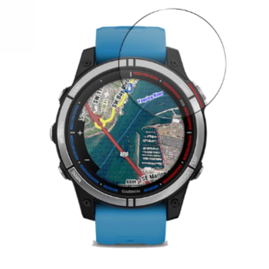 Pack of two Garmin Quatix 7 watch screen protectors, transparent and durable for smartwatch protection.