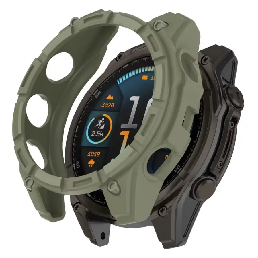 Green Habicare protective case for Garmin Tactix 8 51mm watch, providing durable coverage and protection for the device.