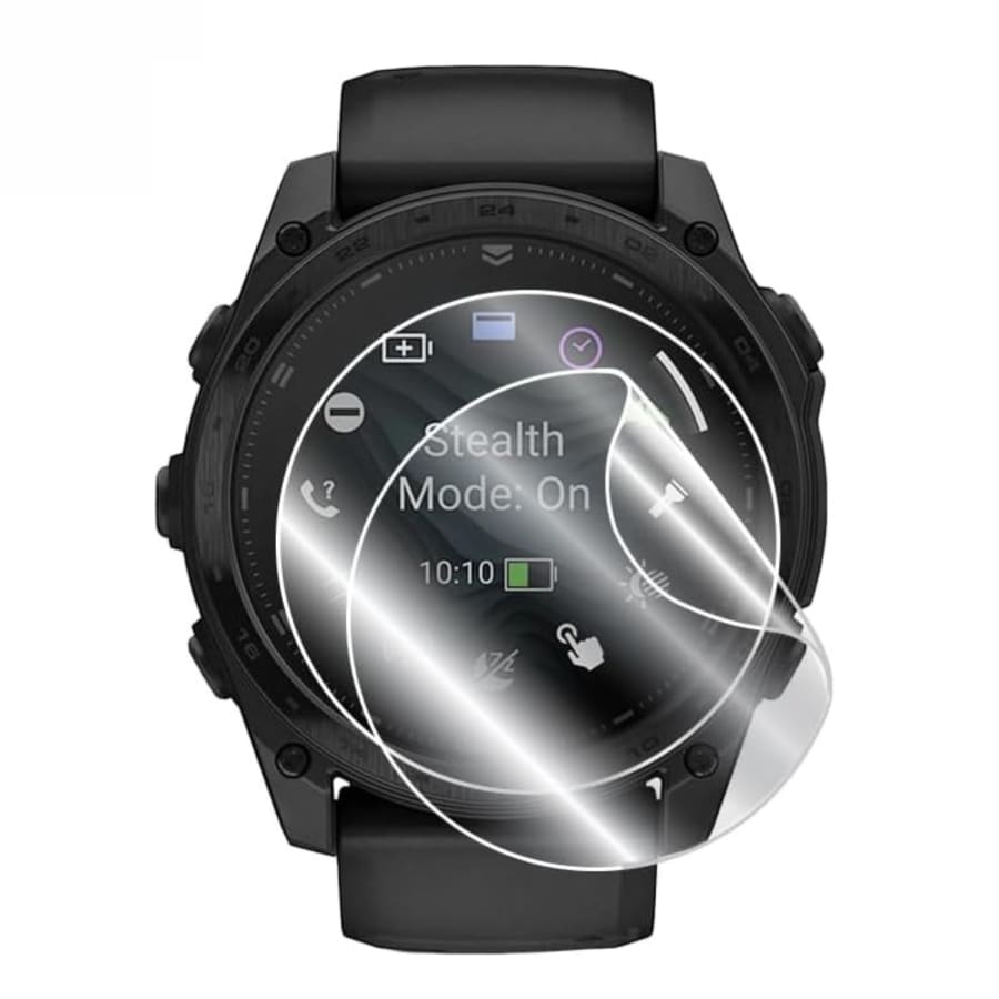 Hydrogel screen protectors for Garmin Tactix 8 watch, black, pack of six, providing durable protection for 51mm smartwatch screens.