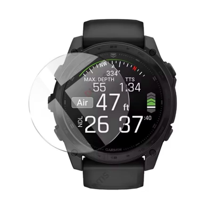 Black Garmin Tactix 8 51mm watch screen protectors, pack of 2, designed to shield and preserve the watch face.