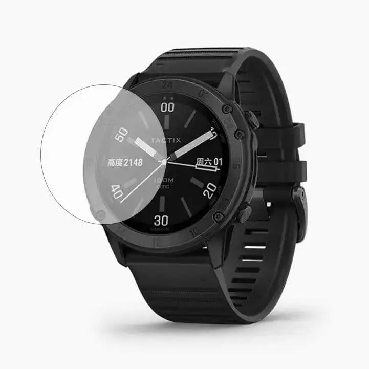 Set of five Habicare Garmin Tactix Delta watch screen protectors, clear protective covers for smartwatch screens.