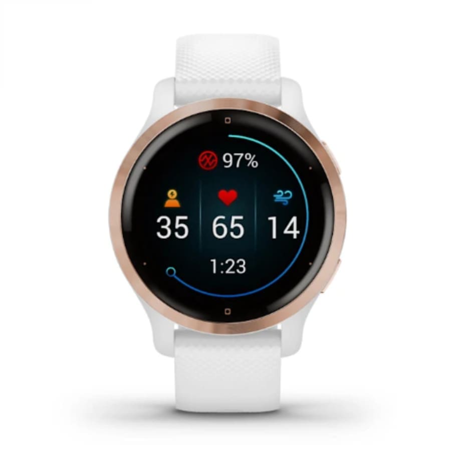 Hydrogel screen protector for Garmin Venu 2S smartwatch, showing clear, flexible cover in a watch case, pack of six.