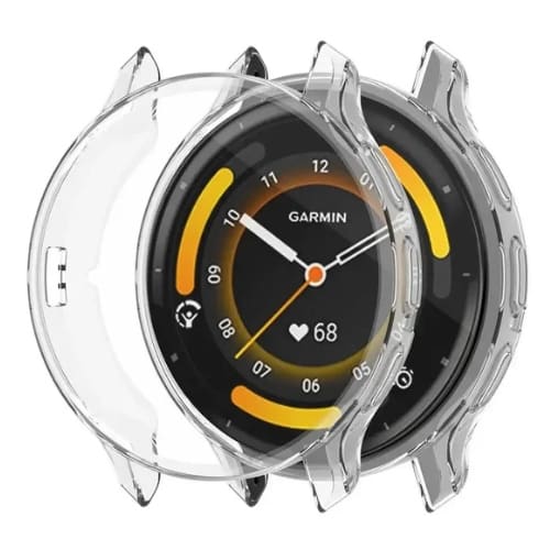 Clear protective watch case for Garmin Venu 3, designed to safeguard the smartwatch with a transparent, durable cover.