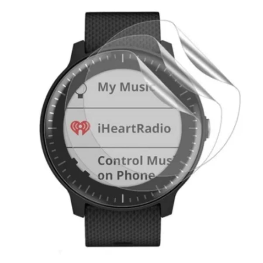 Hydrogel screen protectors for Garmin Vivoactive 3 Music smartwatch, pack of 6, designed to shield the watch face from scratches and impacts.