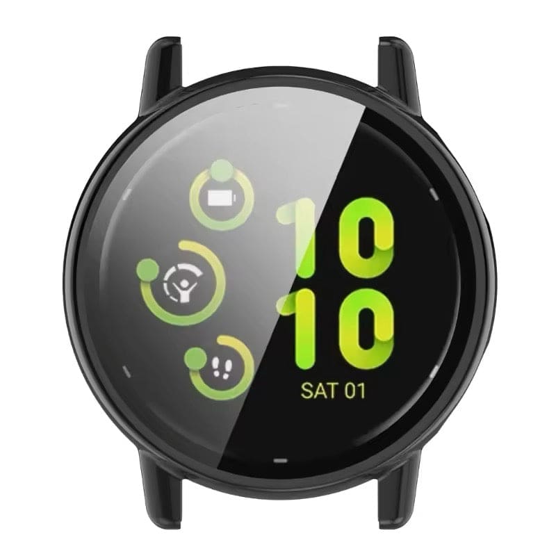 Black protective watch case for Garmin Vivoactive 5, fits snugly around the smartwatch for added durability and protection.
